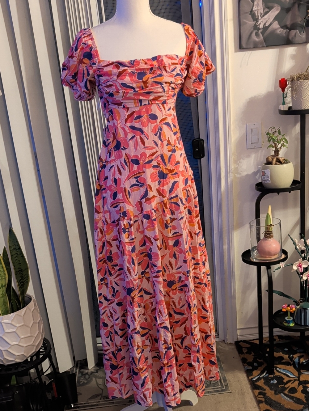 Fortunate Son Floral Off-Shoulder Maxi Dress in Pink, medium